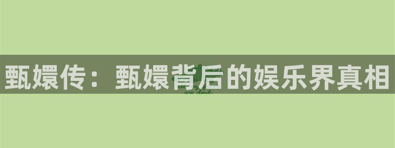 恒行3代理：甄嬛传：甄嬛背后的娱乐界真相