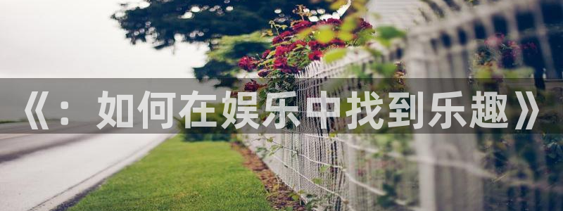 恒行kgame：《：如何在娱乐中找到乐趣》